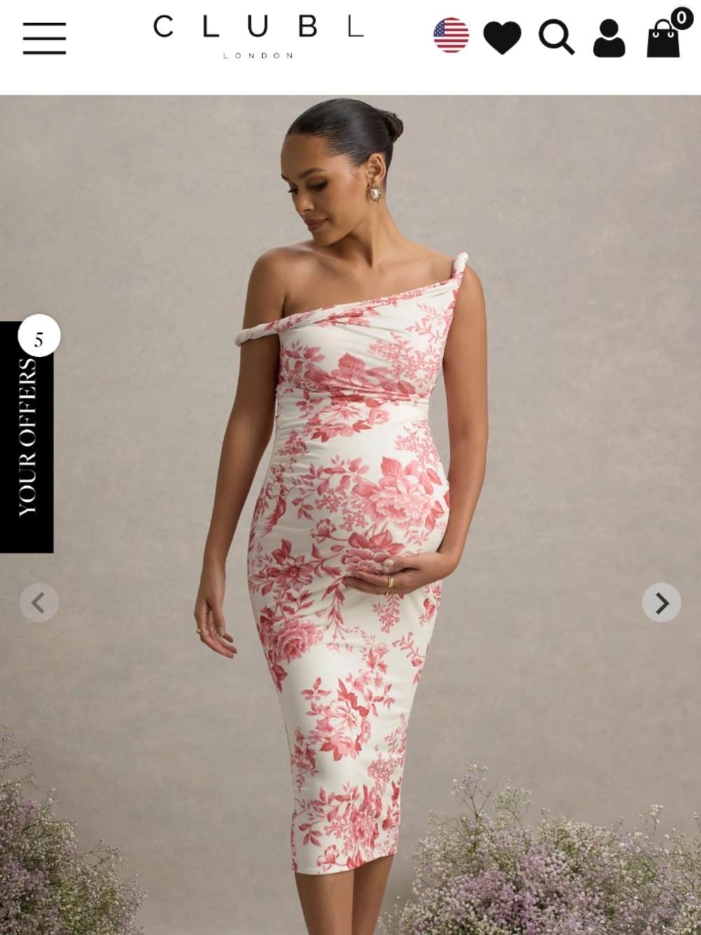 Club L London Salome Pink Floral Maternity Dress
